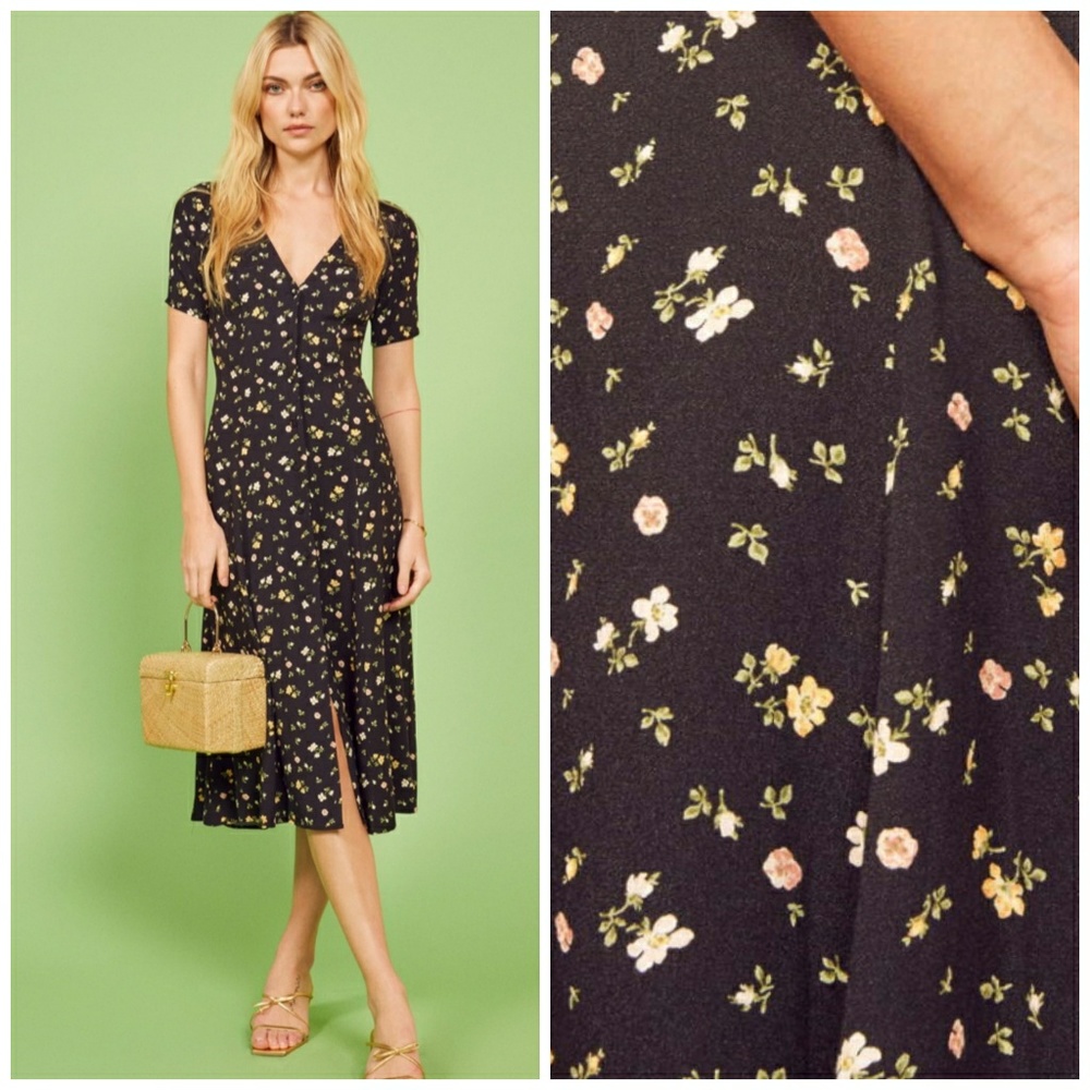 REFORMATION | Locklin Midi Vneck button down Dress